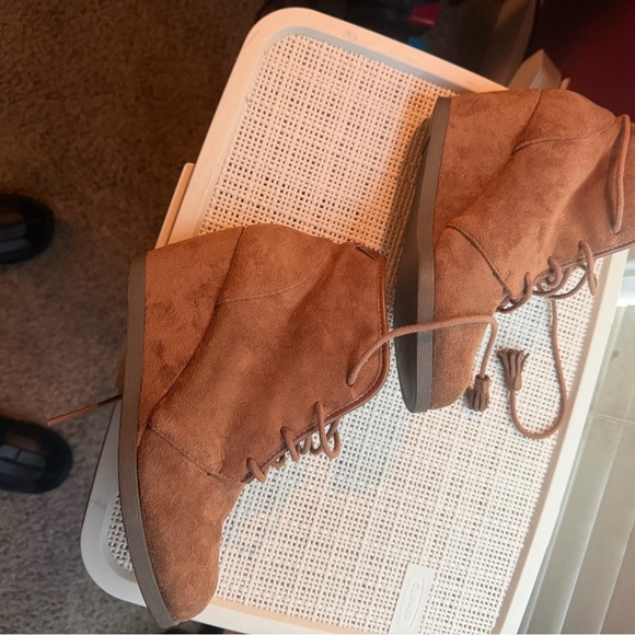 Madden Girl Brown Suede Wedge Booties - Picture 3 of 6